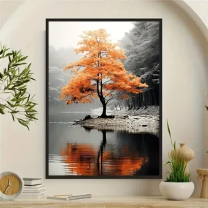 Orange and Gray Forest Canvas Art Print