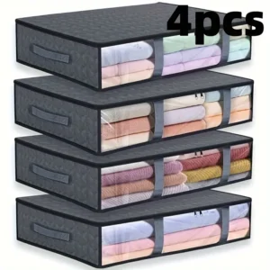 4-Pack Foldable Under Bed Storage Bags