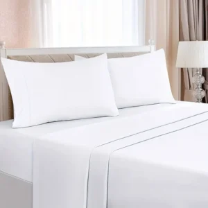 Bed Sheet Set – White Fitted, Soft, & Breathable