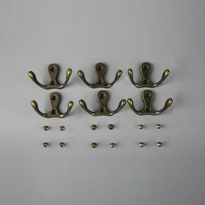 Wall Hook Set Brass (6 pc)