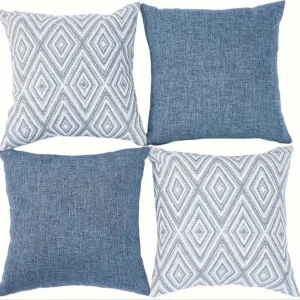 Quilted Pattern Pillow Covers (4 pc)