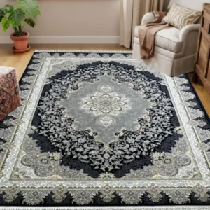Farhang Carpets NavyGreyWhite Rug