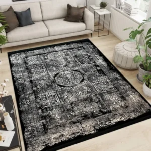 Jordan Rugs Silver Collection Bita BlackWhiteGrey Rug
