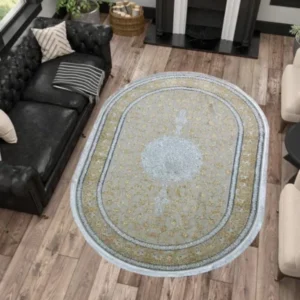 Salima Collection GoldDesignWhite Oval Rug