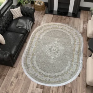 Salima Collection OffWhiteGreyDesignGold Oval Rug