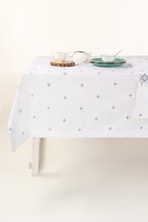 Blue Cross Stitch Embroidered
                    Table Cover