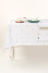 Green Cross Stitch
                    Embroidered Table Cover
