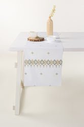Green Cross Stitch
                    Embroidered Table Runner