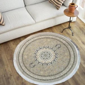 Salima Collection GreyDesignBlueWhite Circle Rug