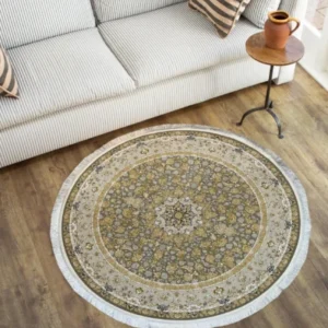 Salima Collection GreyGoldDesignBlue Circle Rug