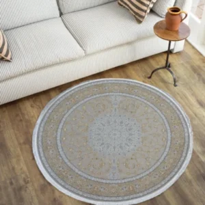 Salima Collection WhiteDesignGold Circle Rug