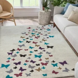 Sepas Vintage Antiques Carpets Butterflies Design Rug